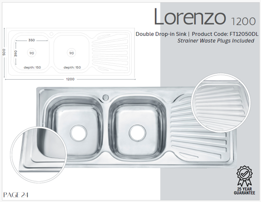 Double drop -in sink